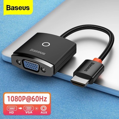 Baseus HDMI  compatible to VGA Adapter With 3 5mm Audio Jack  Micro USB Power Supply For Laptop Projector Switch PS4 TV Mi Box